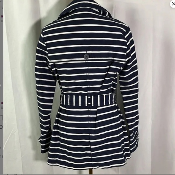 GAP Navy and White Striped cotton trench/Peacoat - Picture 2 of 2